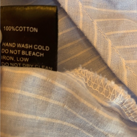 Pol popover blouse bohemian shirt pinstripe coastal grandma minimalist spring - Picture 8 of 8